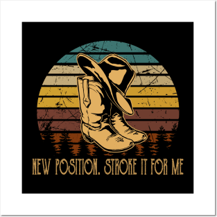 New Position. Stroke It For Me Cowboy Boot Hat Vintage Posters and Art